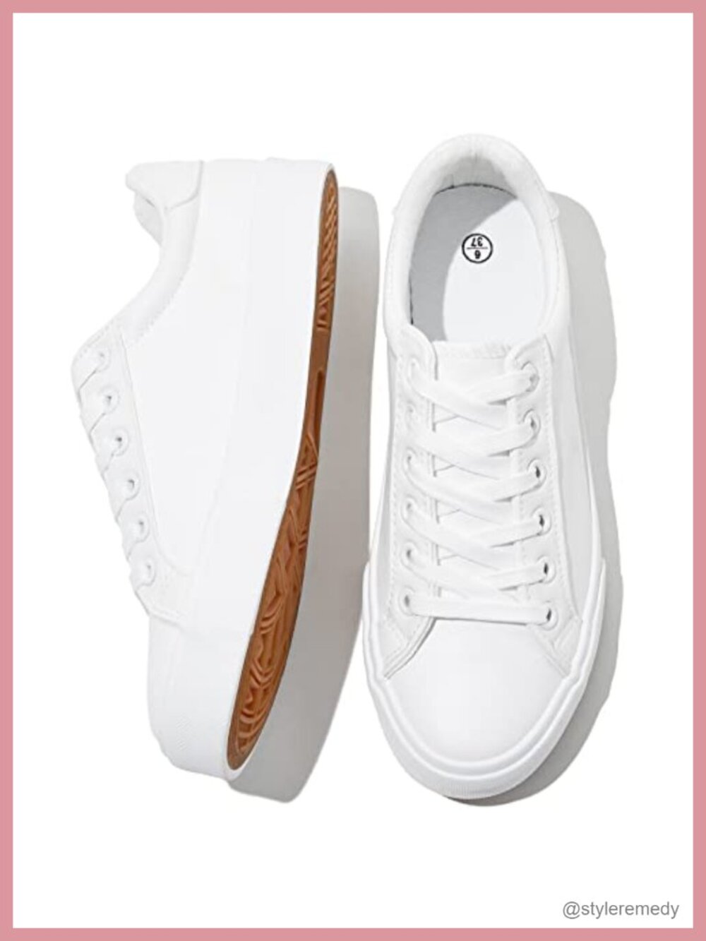Women's PU Leather Tennis Sneakers Water-Resistant Slip Resistant Lace-Up Casual